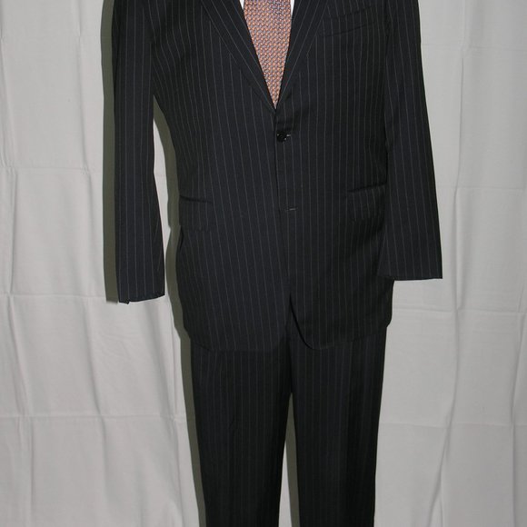 Canali 13320 Drop 7 Navy Blue Striped Two Button Suit 42L - Picture 2 of 13